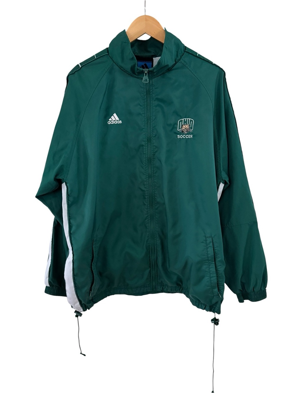 Adidas Ohio University Soccer Windbreaker Jacket Zip Ohio Bobcats Green Large